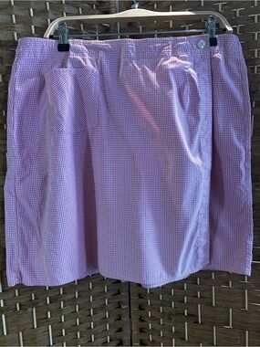 First Issue Liz Claiborne Sport Pink Gingham Skort Size 16 Cotton Blend